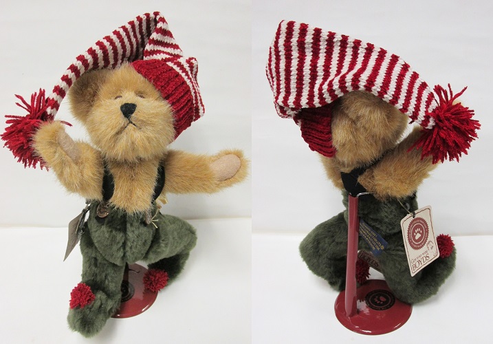 918358 Ernie Elfbeary Bundle<br>Boyds Plush 8" Jointed Bear w/Stand<br>(Click on picture-FULL DETAILS)